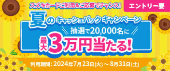 抽選で20,000名に当たる！夏のキャッシュバックキャンペーン！